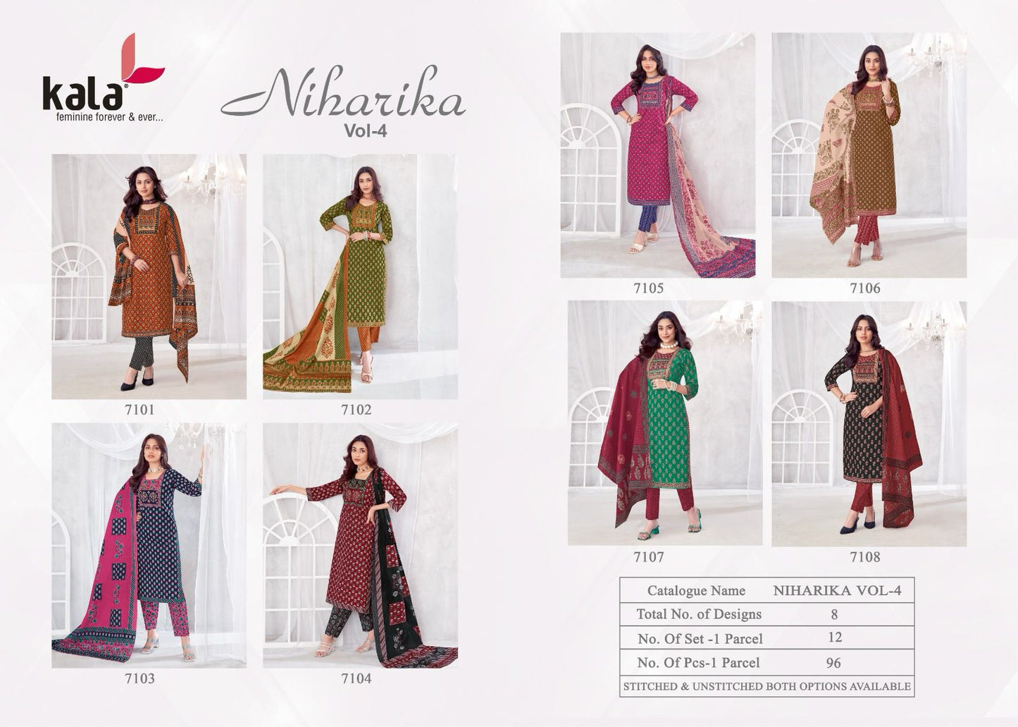 Niharika Vol 4 Kala Readymade Cotton Pant Suits Wholesale Rate