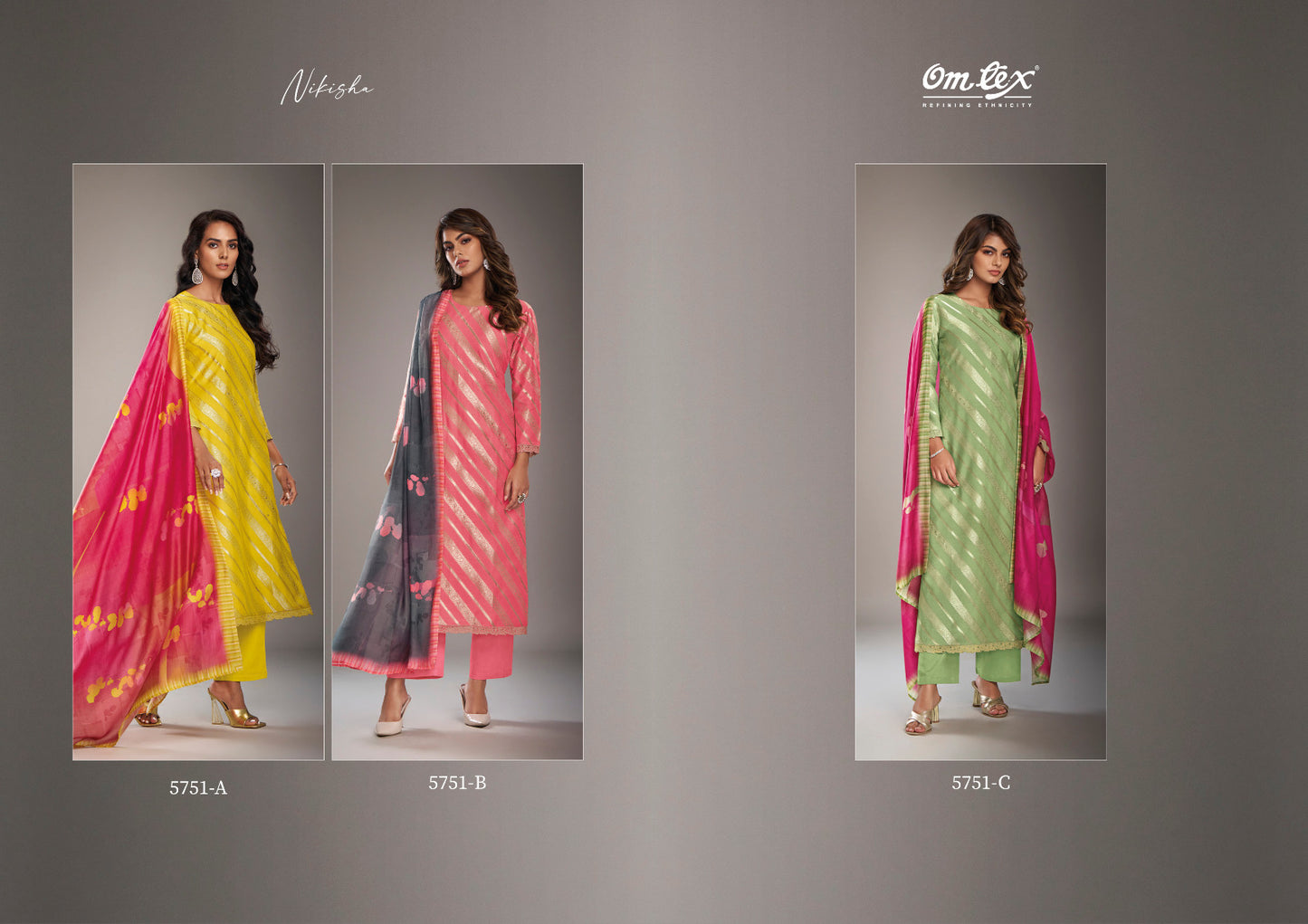 Nikisha Omtex Silk Jacquard Plazzo Style Suits Wholesale