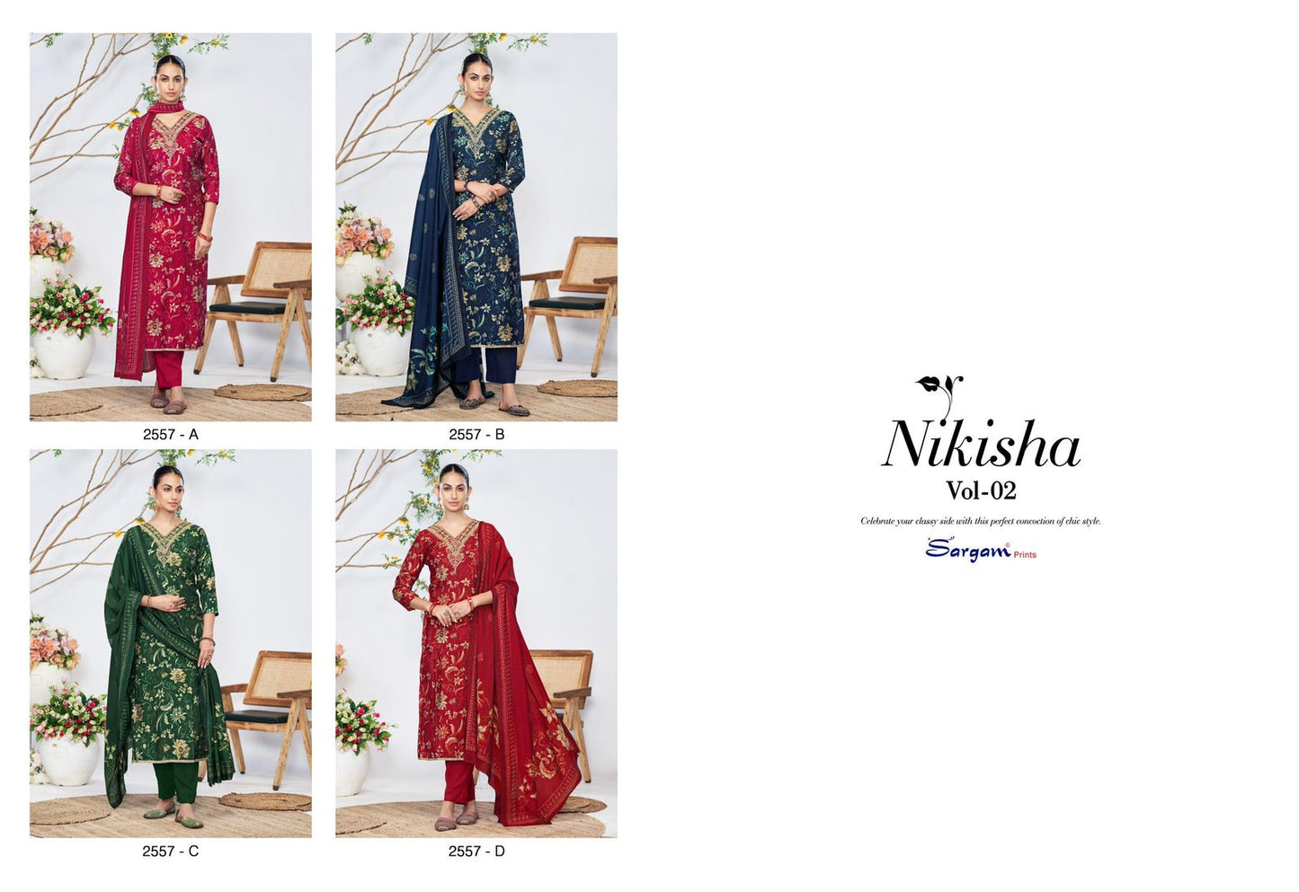 Nikisha Vol 2 Sargam Prints Viscose Modal Pant Style Suits Supplier India