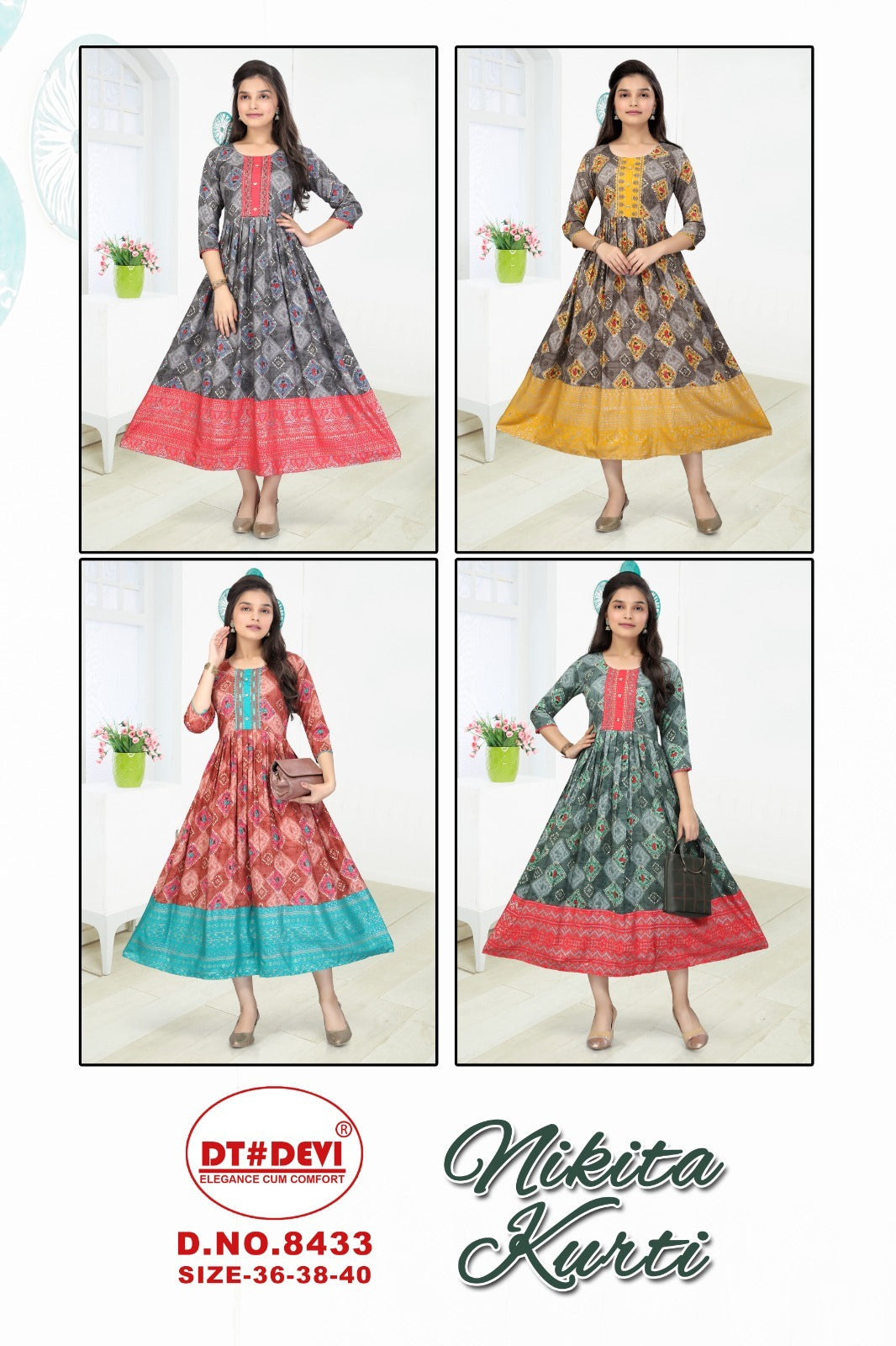 Nikita 8433 Dt Devi Reyon Girls Kurti