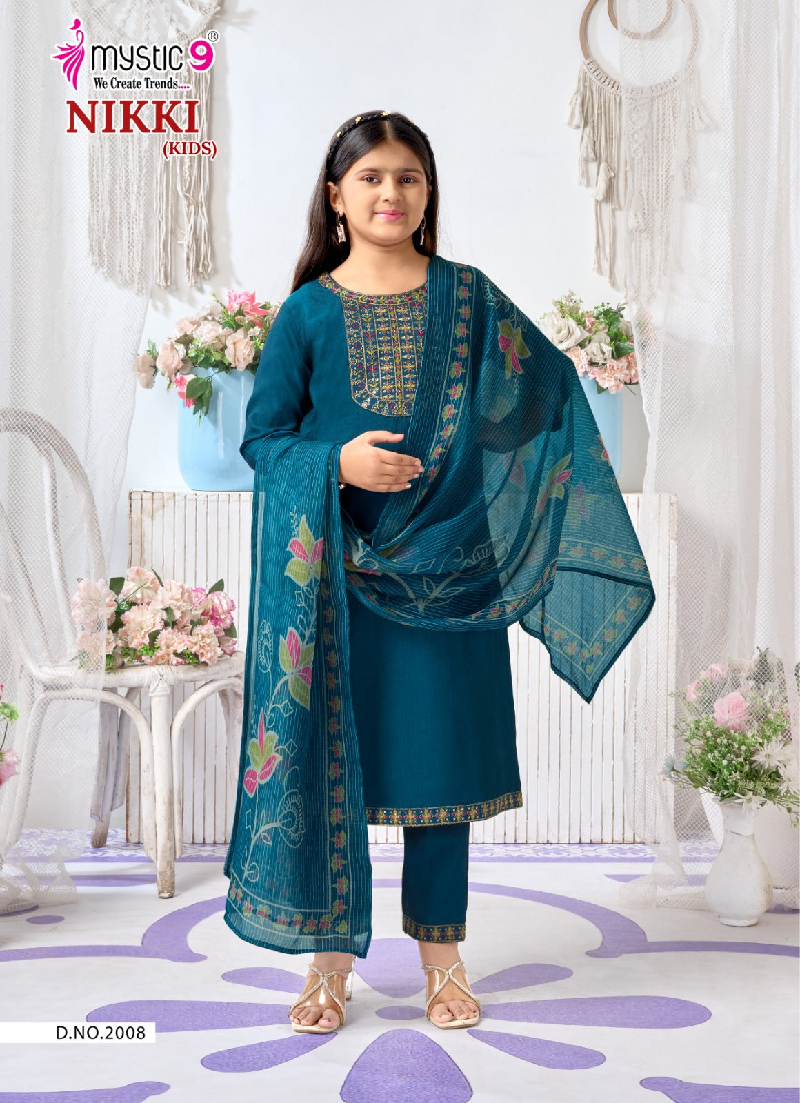 Nikki Vol 2 Mystic 9 Vertican Girls Readymade Pant Suits Wholesaler India