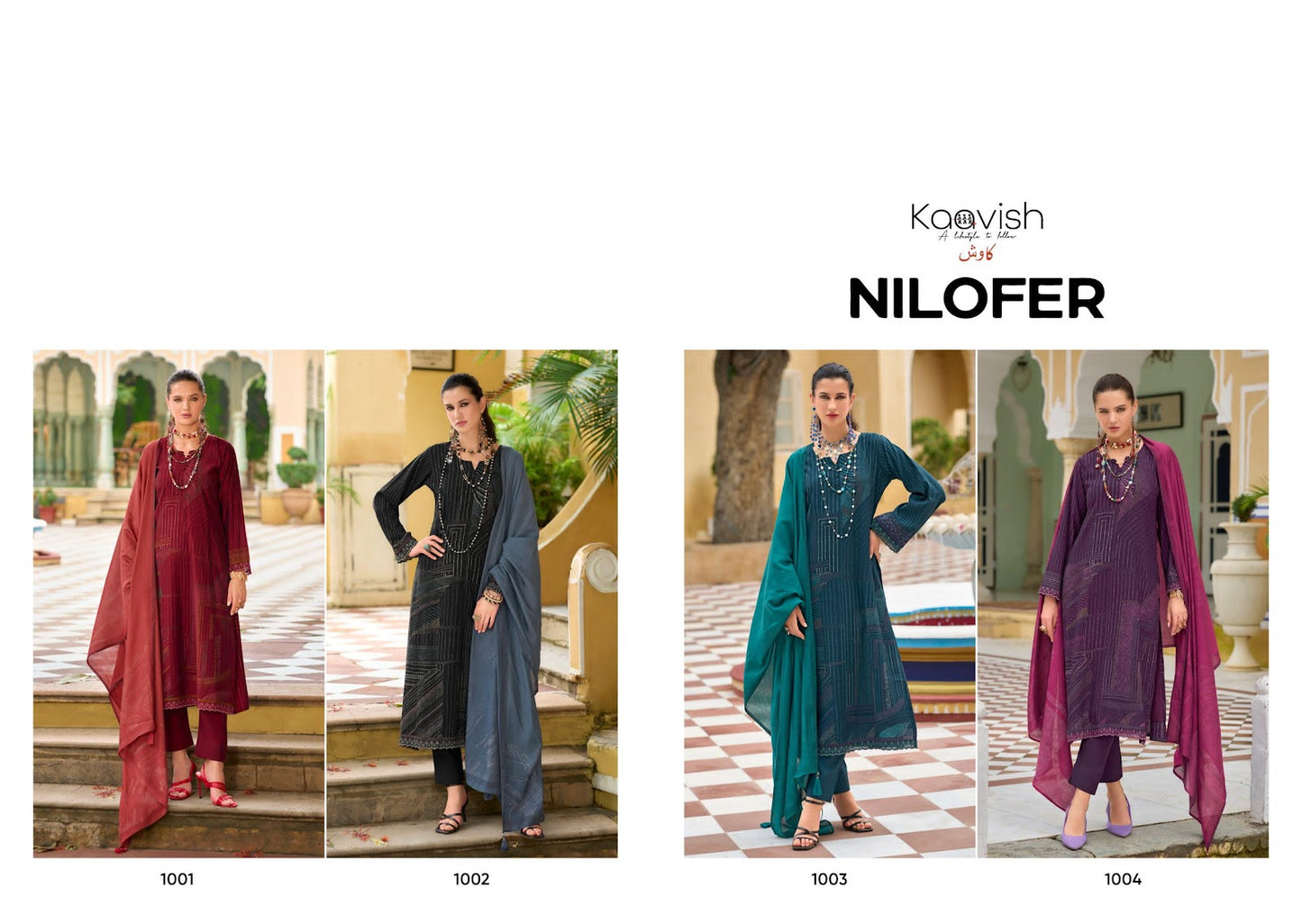 Nilofer Kaavish Viscose Muslin Salwar Suits Wholesaler Ahmedabad