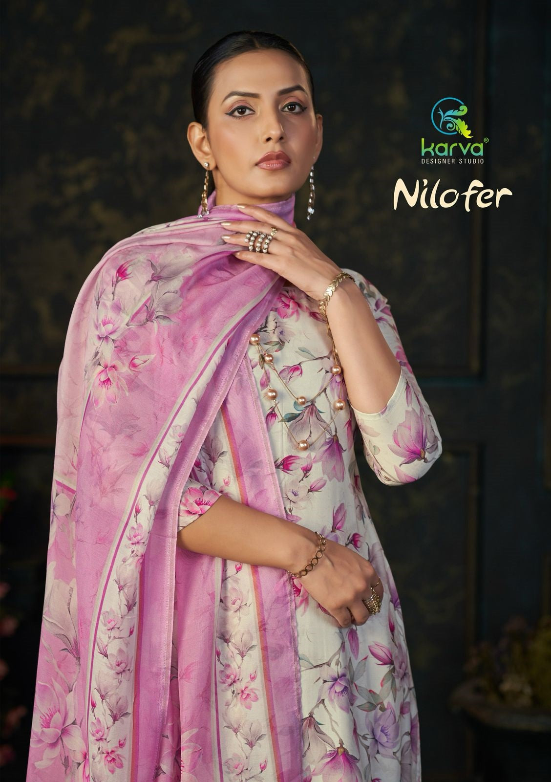 Nilofer Karva Designer Studio Viscose Muslin Pant Style Suits Exporter India