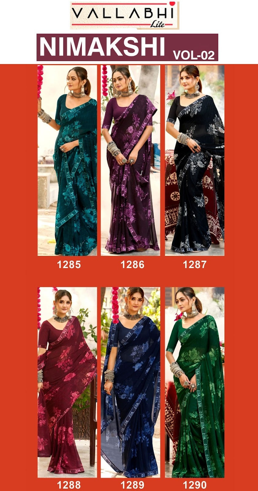 Nimakshi Vol 2 Vallabhi Lite Georgette Sarees Supplier Gujarat