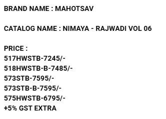 Nimaya Rajwadi Vol 6 Mahotsav Natural Crepe Sarees Supplier Ahmedabad