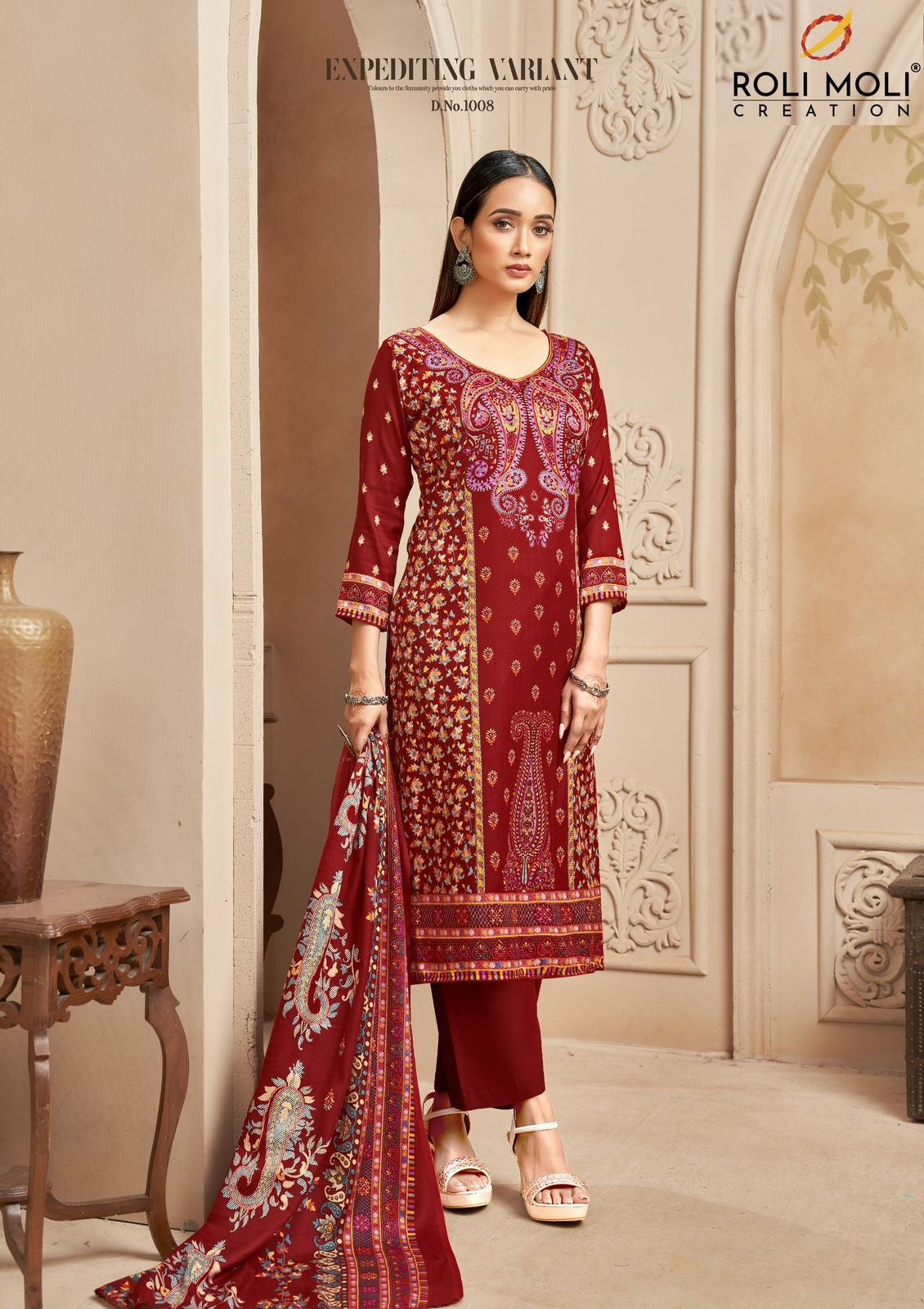 Nimaya Roli Moli Karachi Pashmina Salwar Suits Supplier India