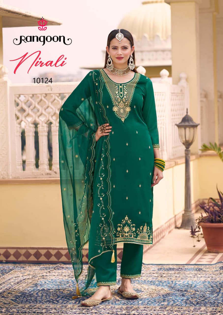 Nirali Rangoon Chiffon Readymade Pant Style Suits Manufacturer Ahmedabad