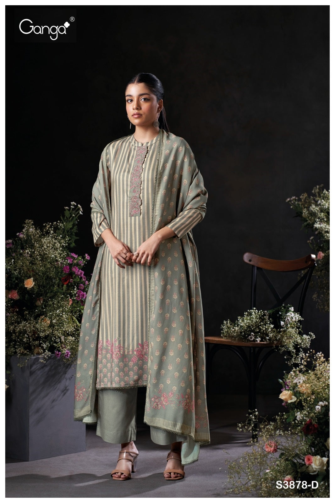 Nirelle 3878 Ganga Wool Pashmina Suits Wholesale