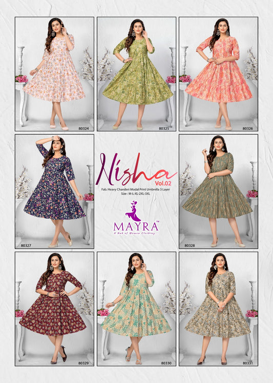 Nisha Vol 2 Mayra Chanderi Modal Anarkali Kurtis