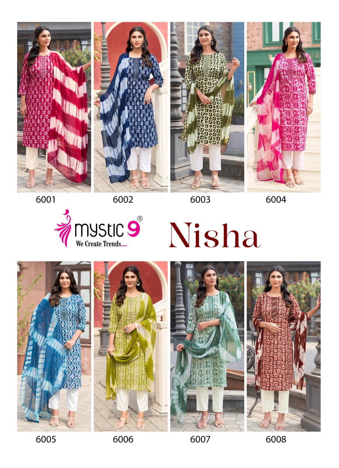 Nisha Vol 6 Mystic 9 Cotton Readymade Pant Style Suits Wholesale Price