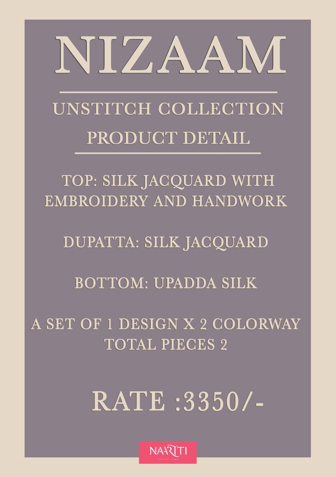 Nizaam Naariti Silk Jacquard Pant Style Suits Supplier India
