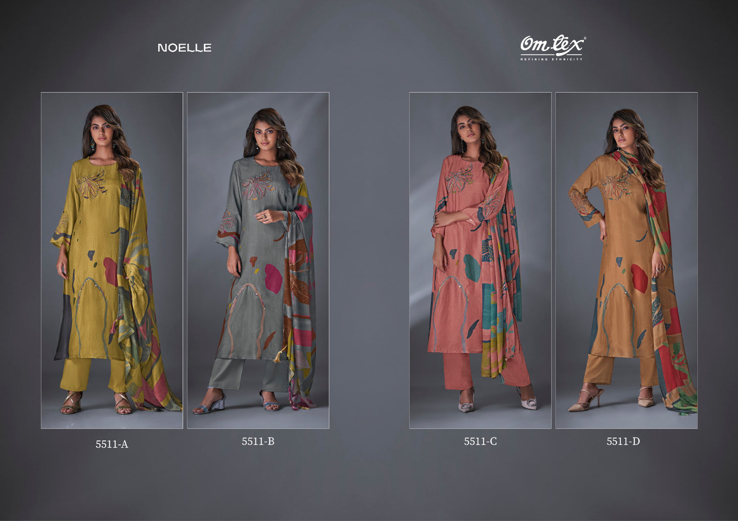 Noelle Omtex Russian Silk Pant Style Suits Exporter India