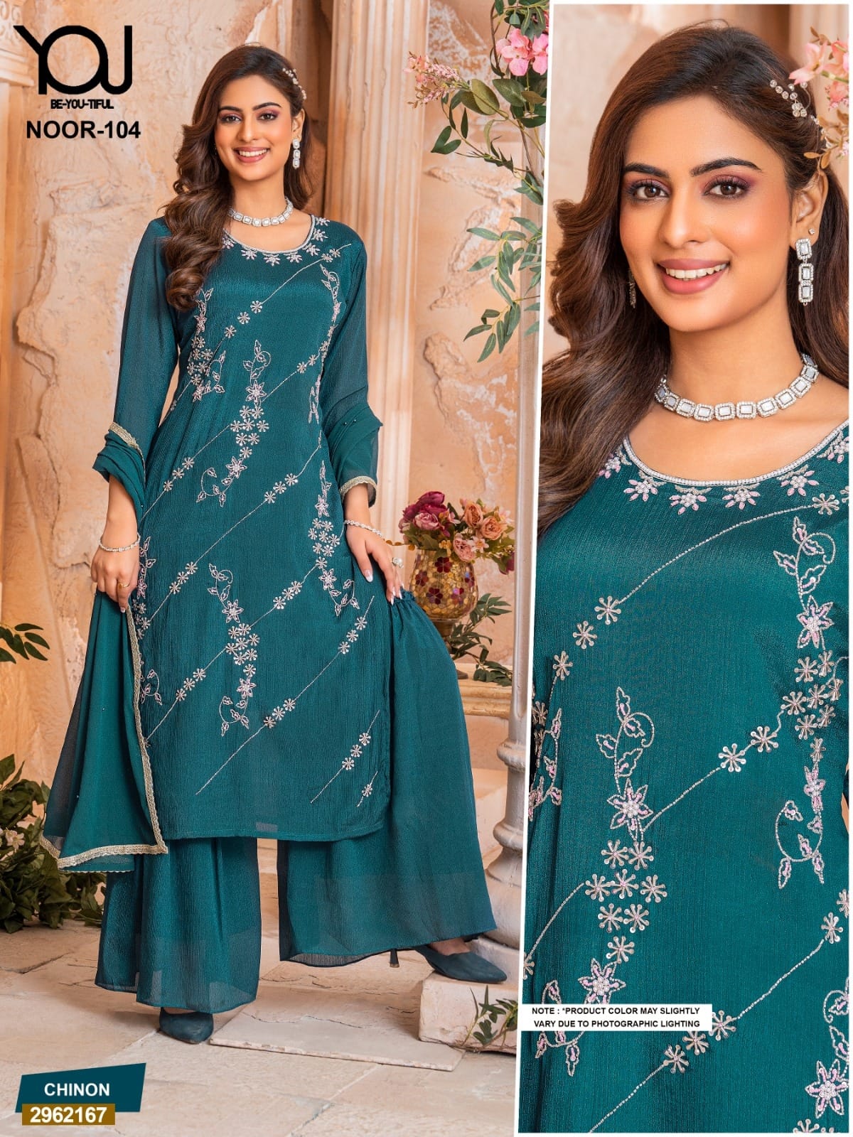 Noor 104 You Chinon Readymade Plazzo Style Suits Wholesaler Gujarat
