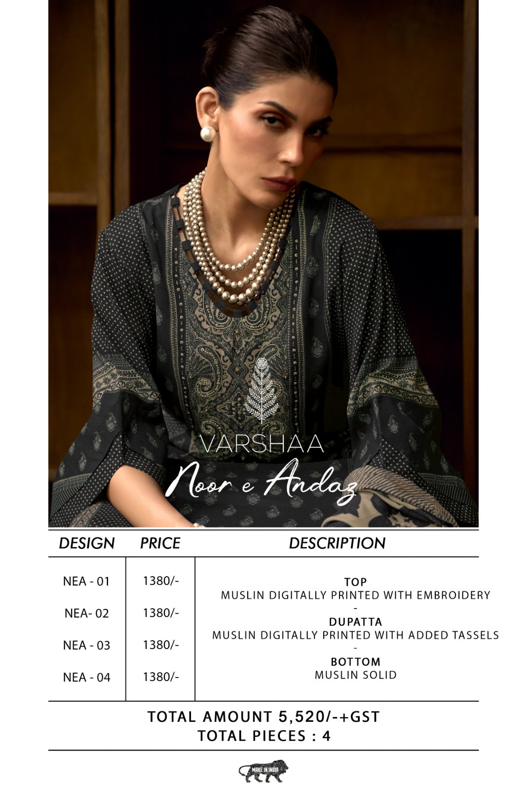 Noor E Andaz Varshaa Muslin Pakistani Salwar Suits Manufacturer Gujarat