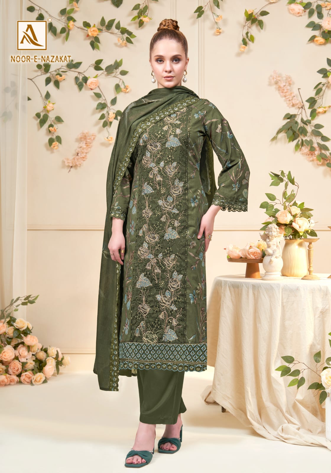 Noor E Nazakat Alok Cambric Cotton Karachi Salwar Suits Supplier