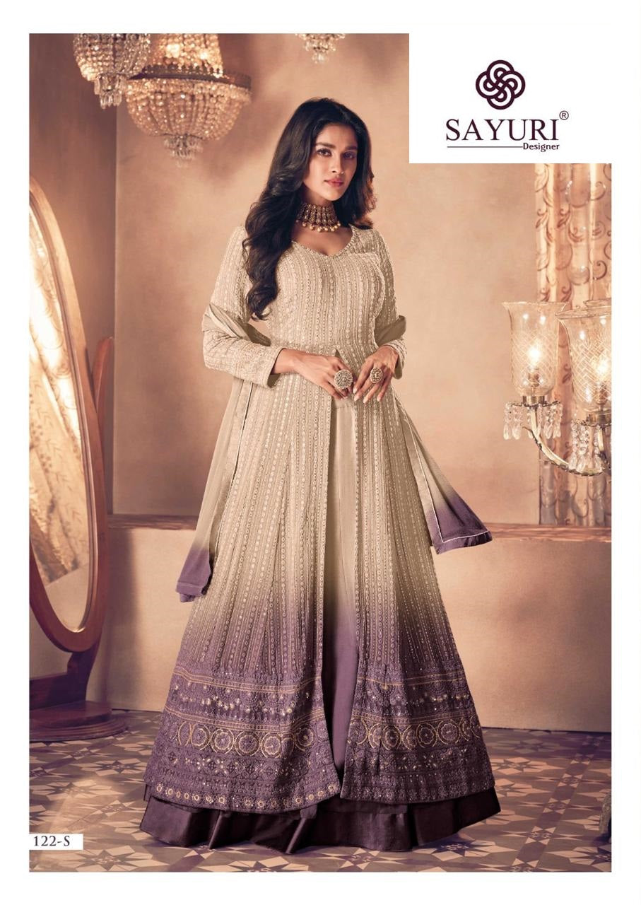 Noor Gold New Shades 122 Opqrs Sayuri Georgette Readymade Skirt Style Suits Wholesale Price