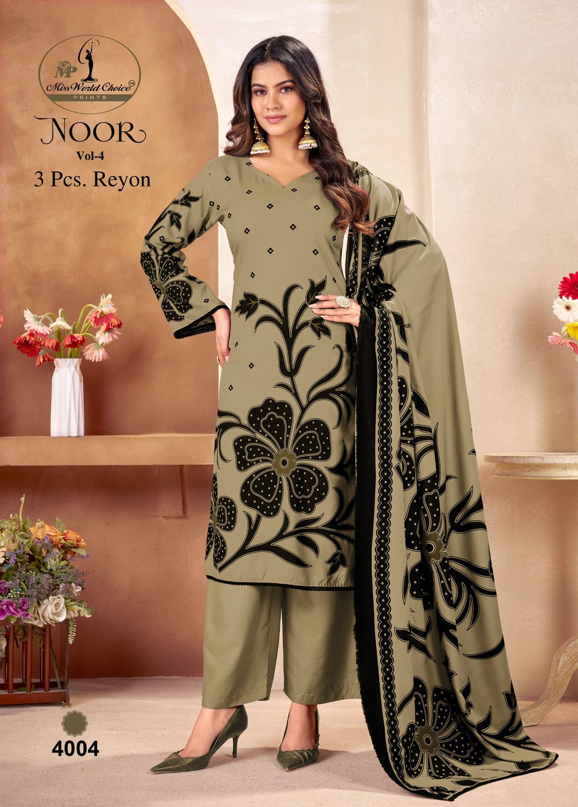 Noor Vol 4 Miss World Choice Reyon Karachi Salwar Suits Wholesale Price