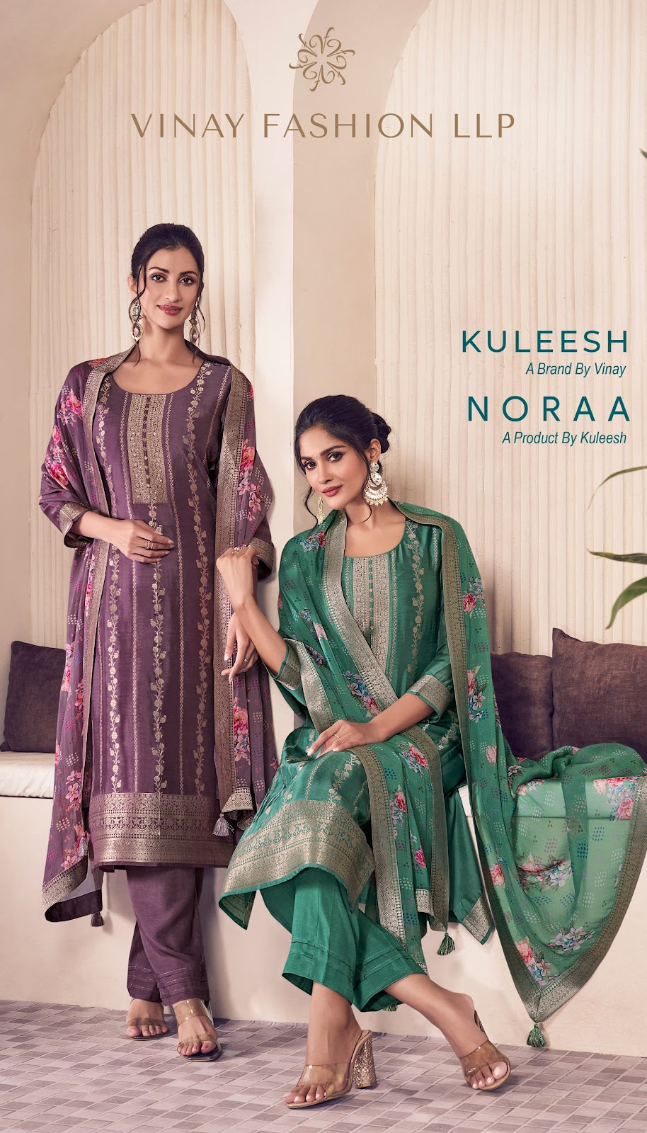 Noraa Kuleesh Vinay Fashion Llp Silk Jacquard Pant Style Suits Wholesale Price