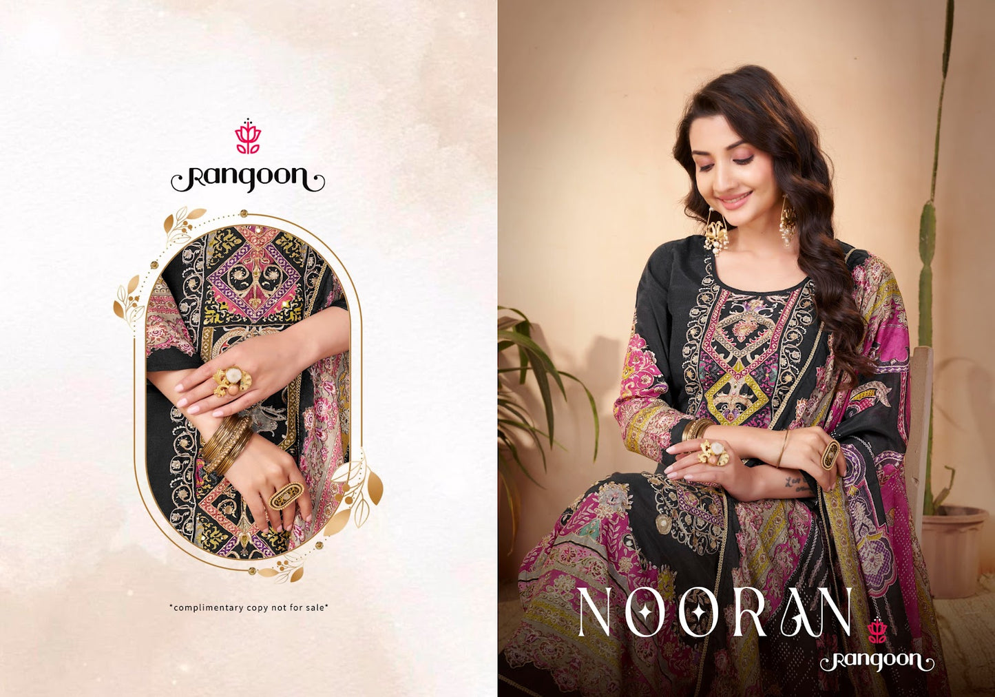 Nooran Rangoon Pure Muslin Readymade Pant Style Suits Manufacturer India