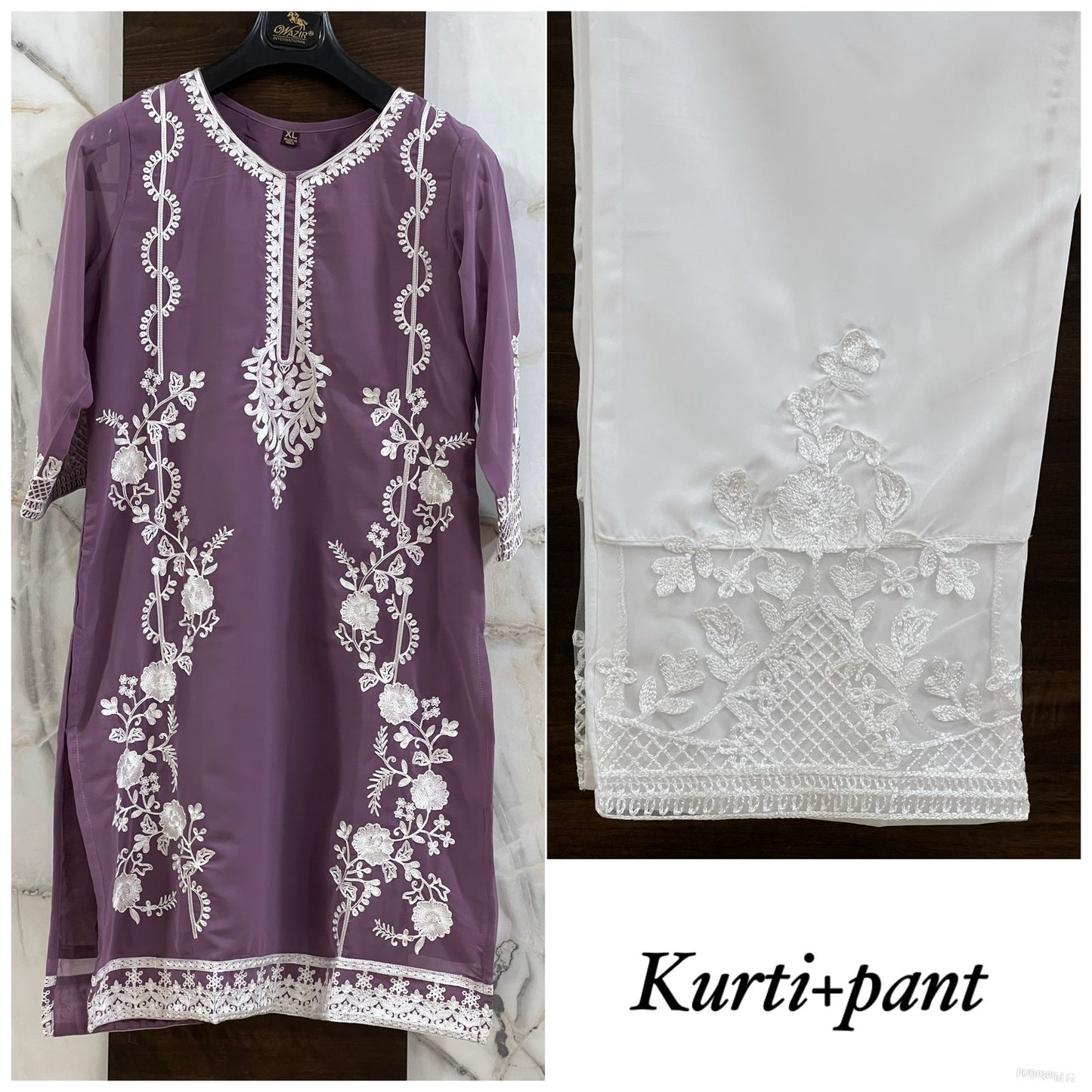 Noori Bluehills Georgette Kurti Pant Set Supplier Ahmedabad