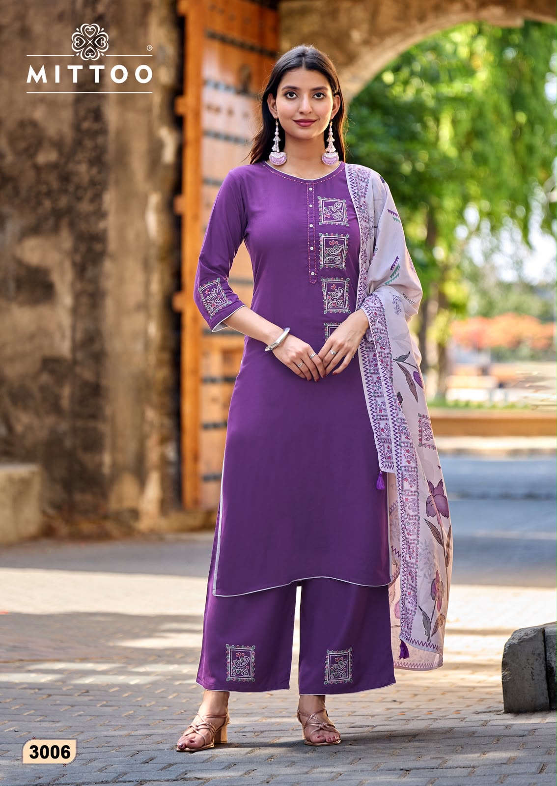 Noorika Mittoo Rayon Readymade Plazzo Style Suits Supplier Gujarat