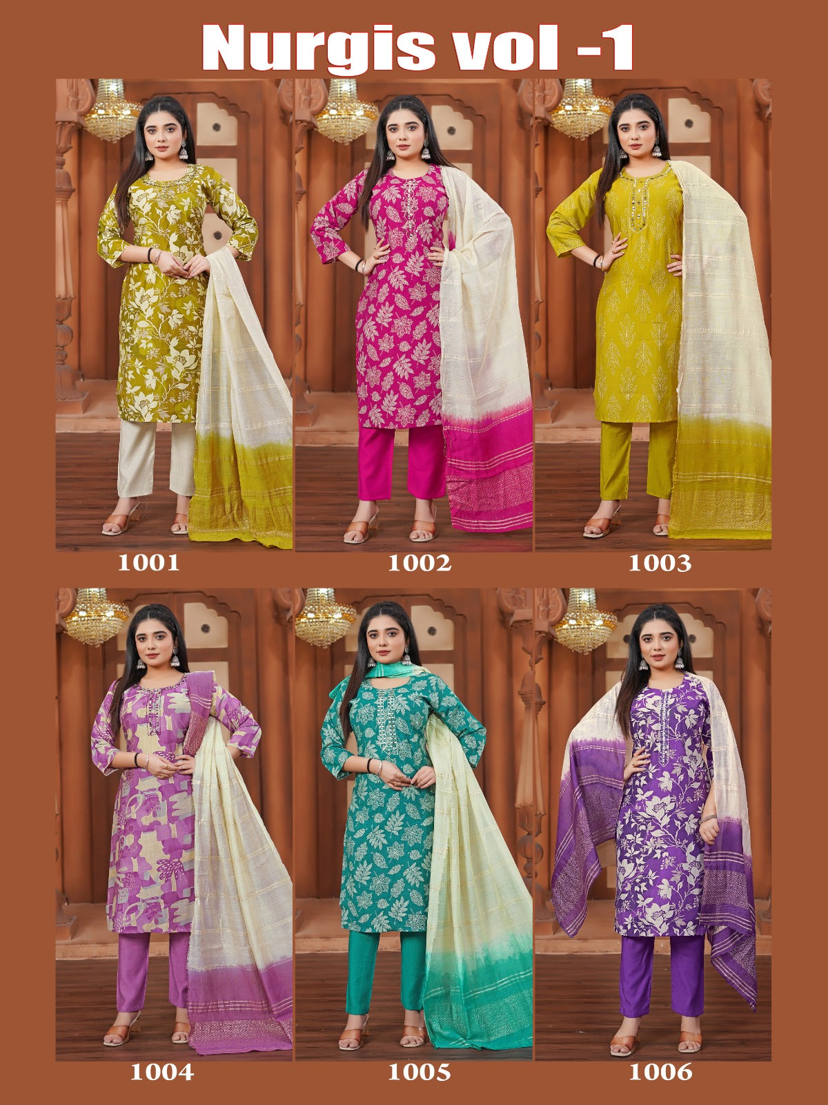 Nurgis Vol 1 Pt Vertical Readymade Pant Style Suits Wholesale