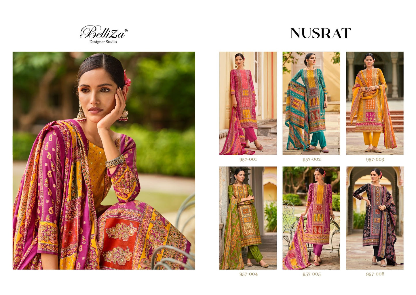 Nusrat Belliza Designer Studio Viscose Muslin Pant Style Suits Manufacturer Ahmedabad