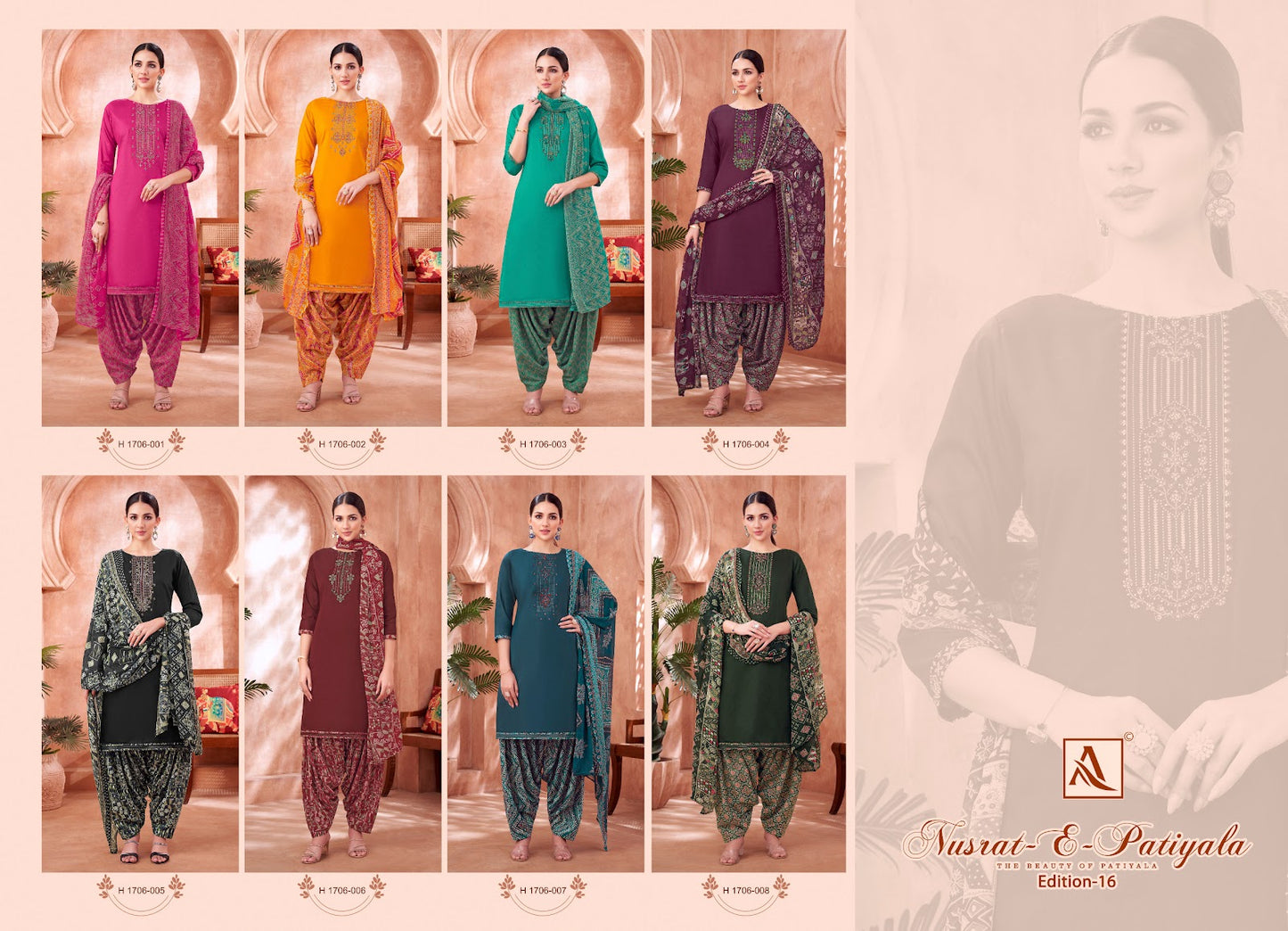 Nusrat E Patiyala Edition 16 Alok Pure Zam Karachi Salwar Suits Wholesale