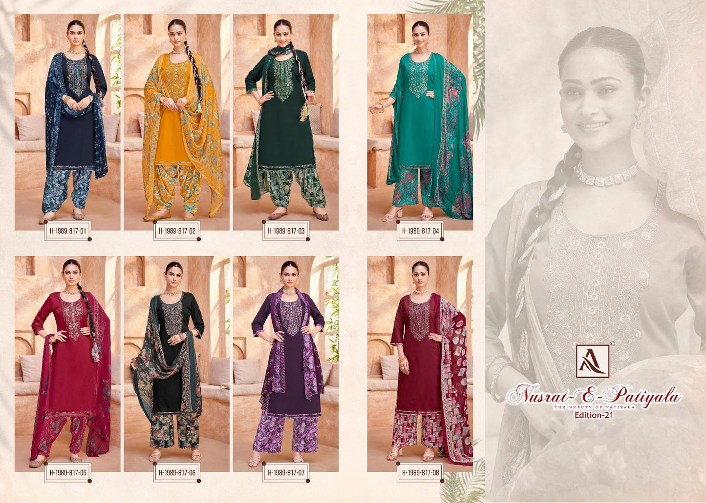 Nusrat E Patiyala Edition 21 Alok Pure Zam Karachi Salwar Suits Wholesaler
