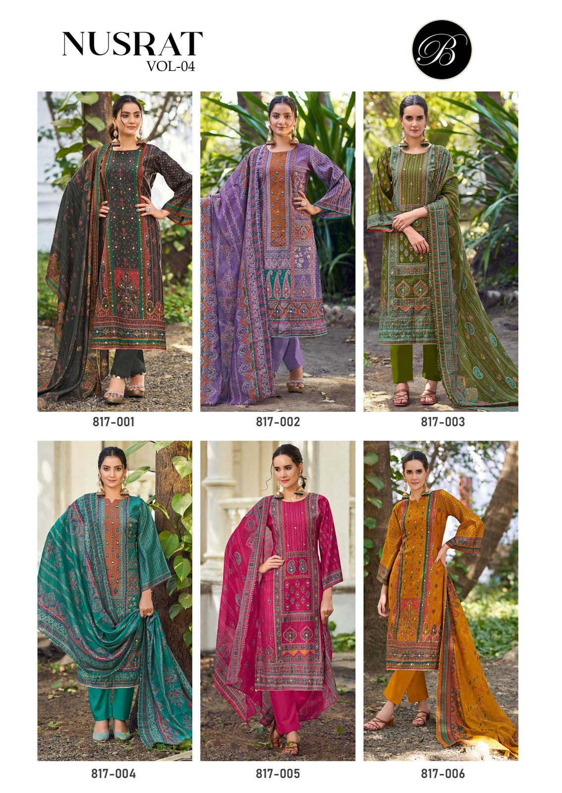 Nusrat Vol 4 Belliza Designer Studio Modal Viscose Karachi Salwar Suits Wholesale Price