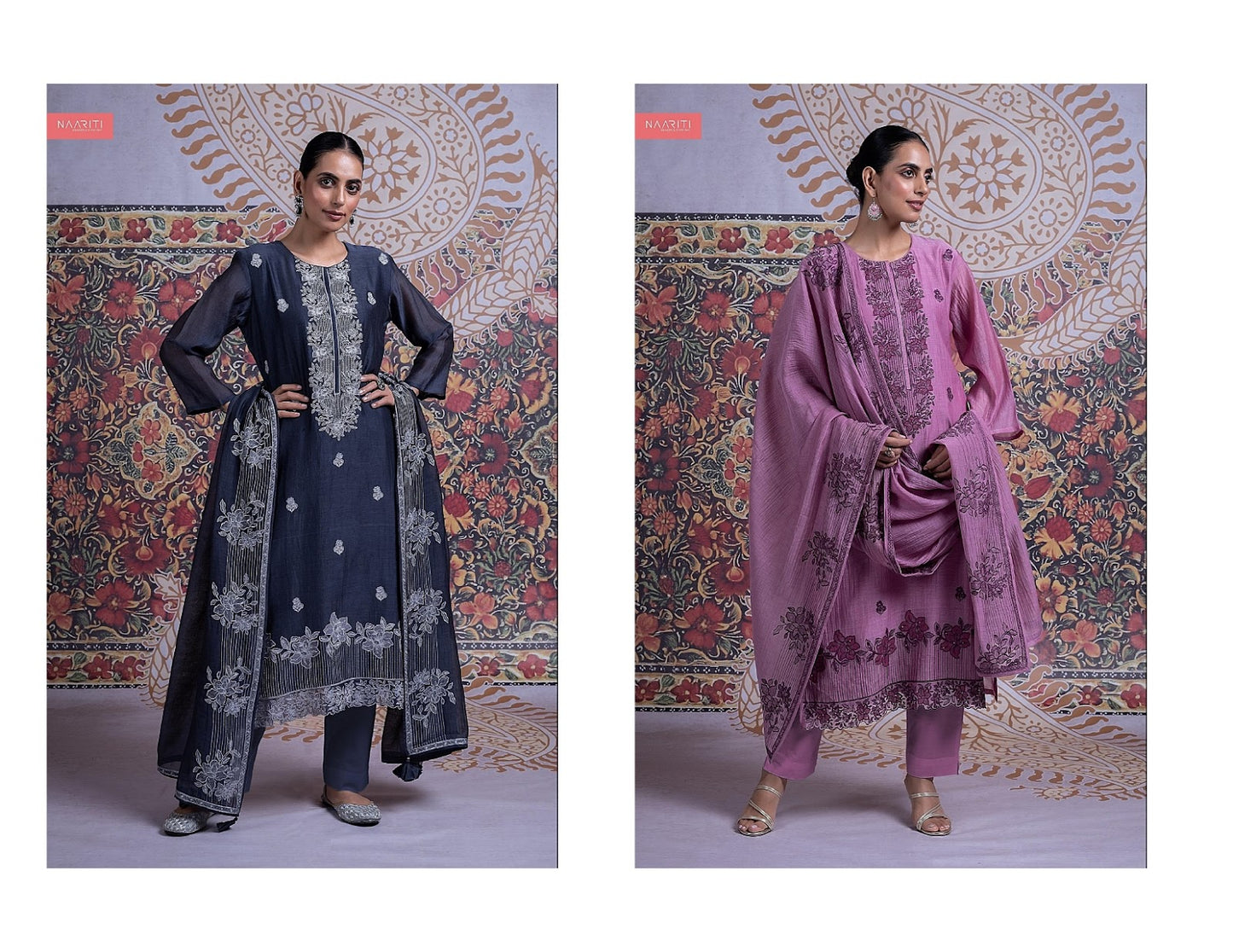 Nuzaya Naariti Chanderi Pant Style Suits Manufacturer Gujarat