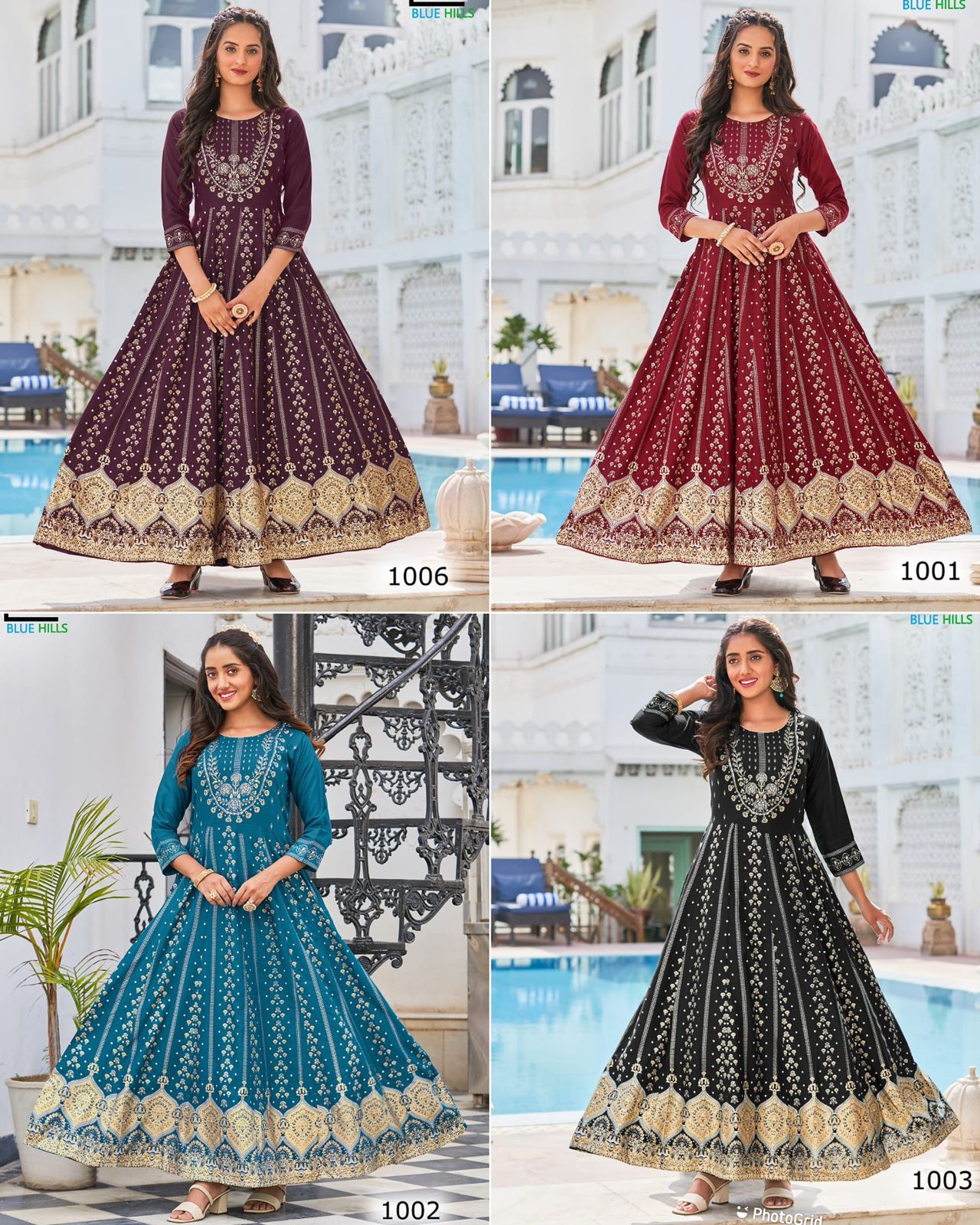 Nx Bluehills Rayon 14Kg Anarkali Kurtis