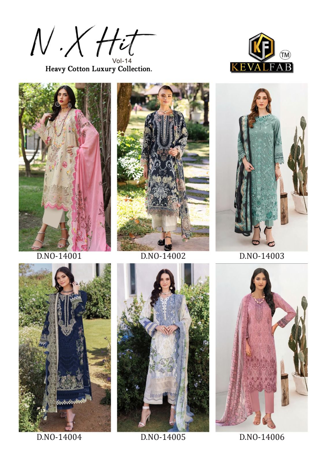 Nx Hit Vol 14 Heavy Cotton Luxury Collection Keval Fab Karachi Salwar Suits Manufacturer India