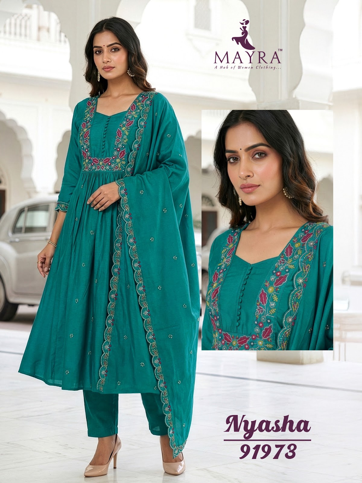 Nyasha Mayra Roman Silk Readymade Anarkali Suits Wholesaler