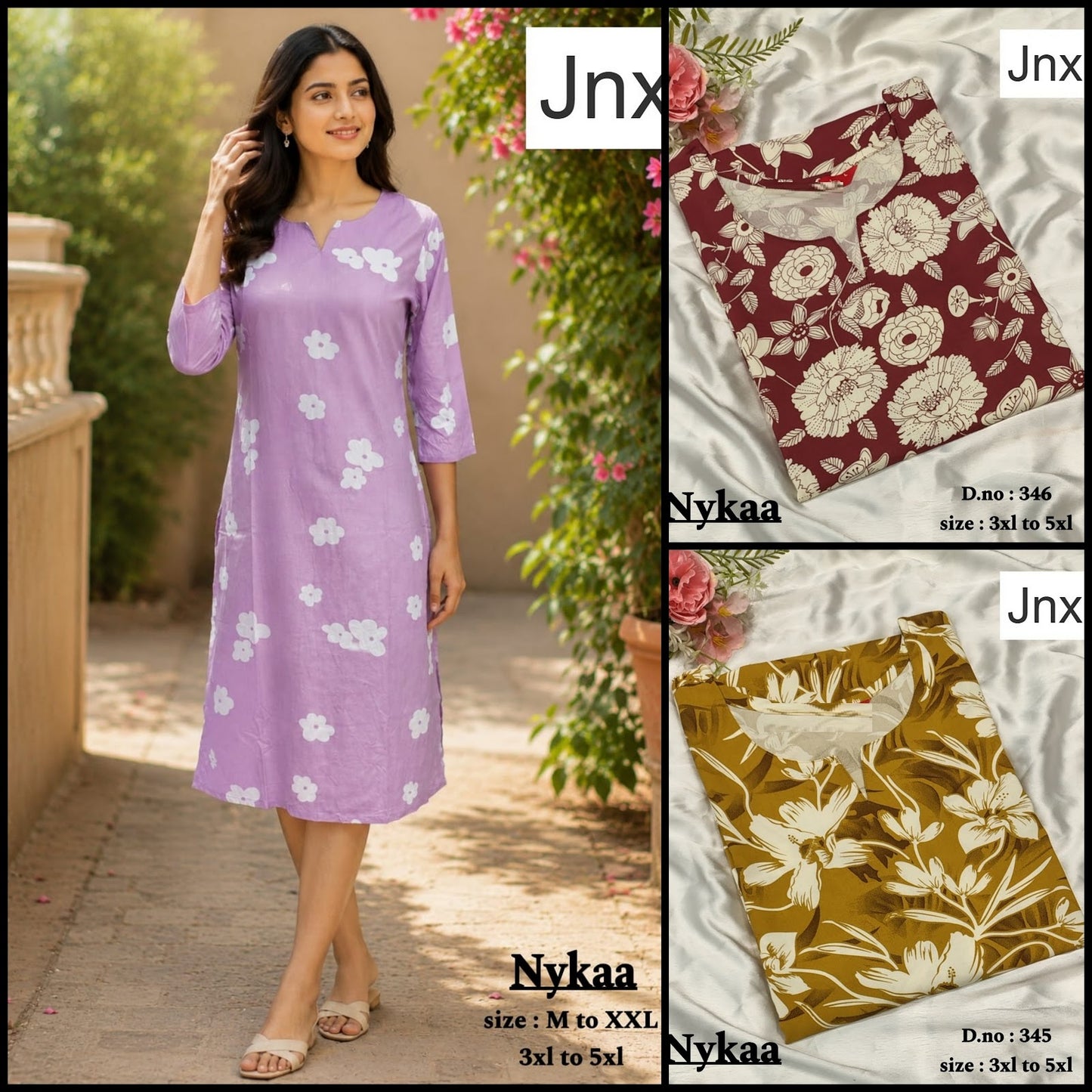 Nykaa 0309 Jnx Rayon Plus Size Kurtis Wholesale Rate