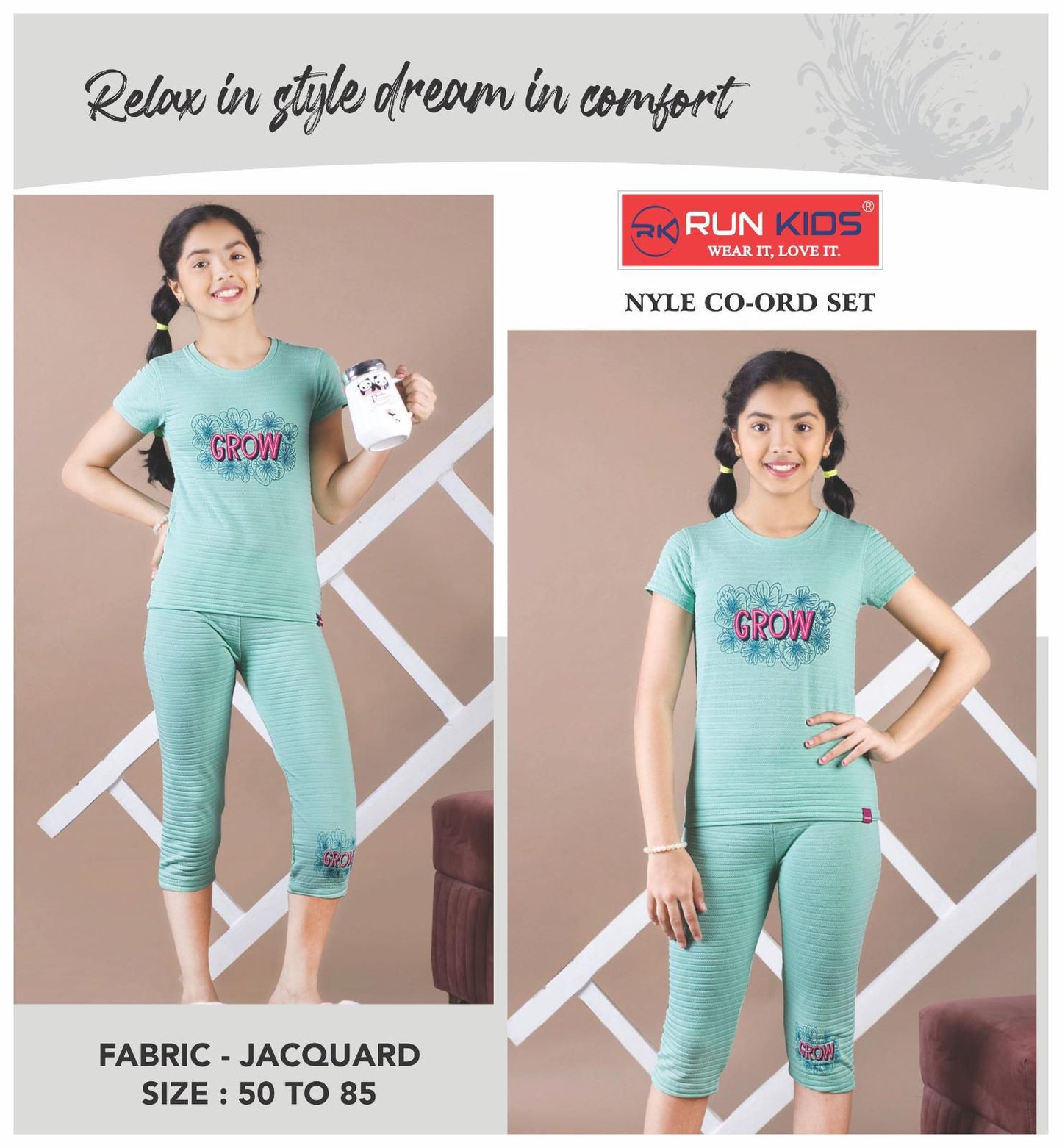 Nyle Run Kids Jacquard Girls Co Ord Set Exporter