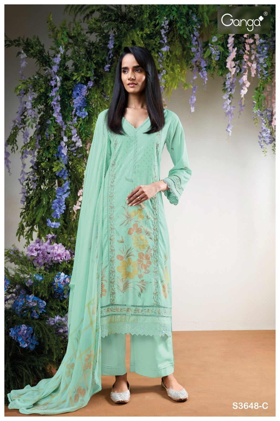 Nyomi 3648 Ganga Cotton Plazzo Style Suits Manufacturer