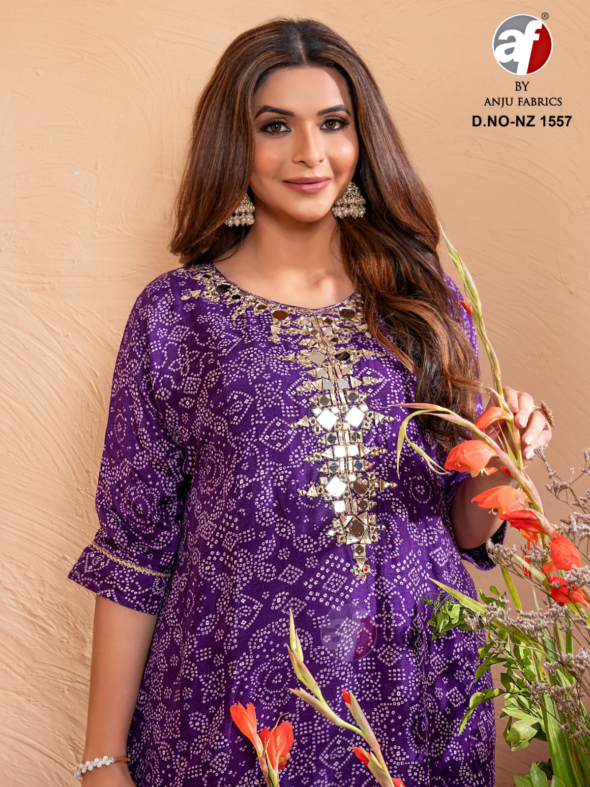 Nz 1557 Tulip Af Dola Silk Kaftan Pant Set Manufacturer