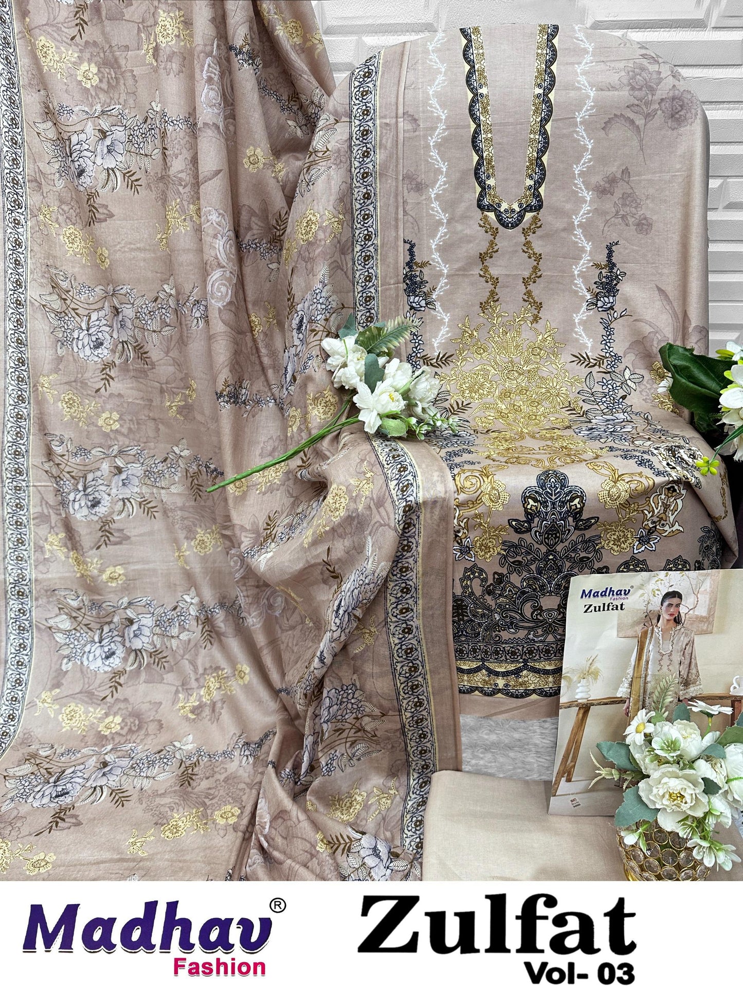 Zulfat Vol 3 Madhav Fashion Lawn Cotton Open Pics Karachi Salwar Suits Manufacturer