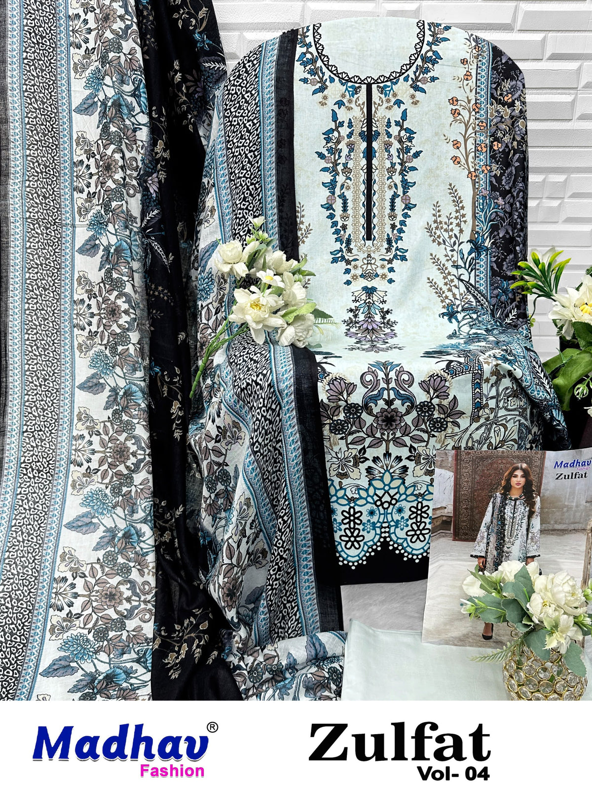 Zulfat Vol 4 Madhav Fashion Lawn Cotton Open pic Karachi Salwar Suits Exporter