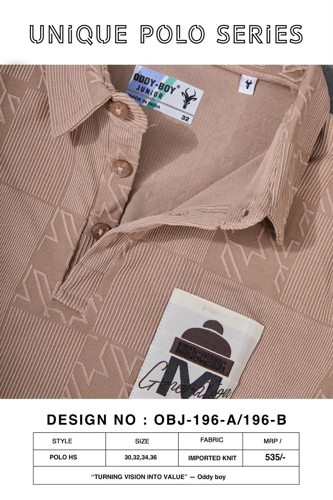 Obj 196-A Oddy Boy Jacquard Boys Tshirt Wholesaler Gujarat