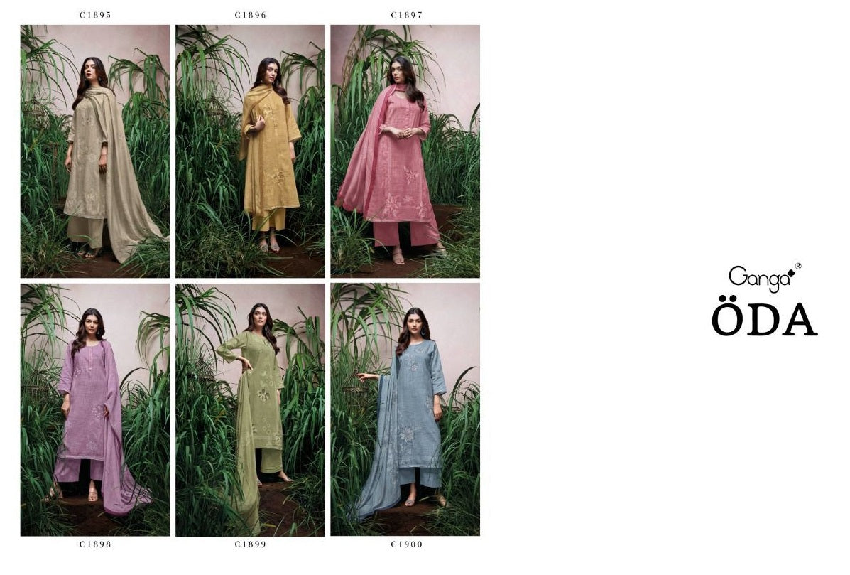 Oda Ganga Cotton Linen Plazzo Style Suits Wholesaler