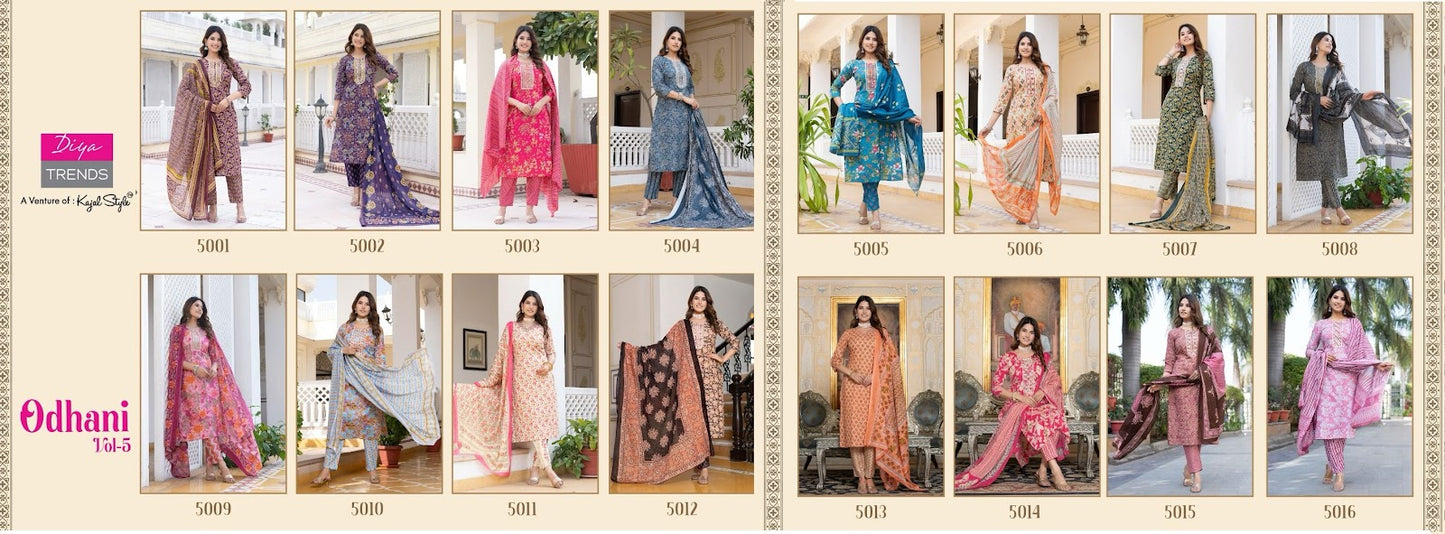 Odhani Vol 5 Diya Trends Cotton Readymade Pant Style Suits Manufacturer