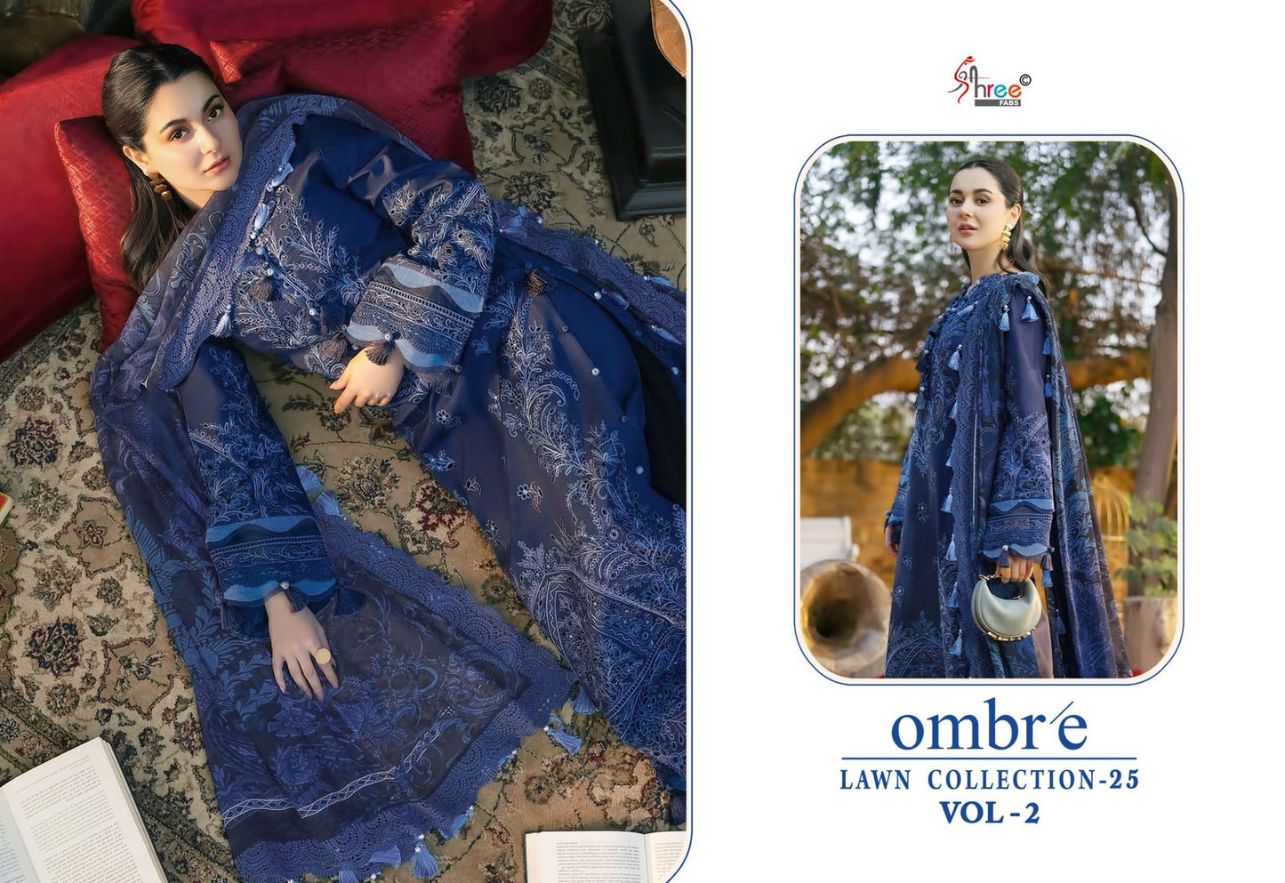 Ombre Lawn Collection 25 Vol 2 Shree Fabs Cotton Pakistani Salwar Suits Wholesaler