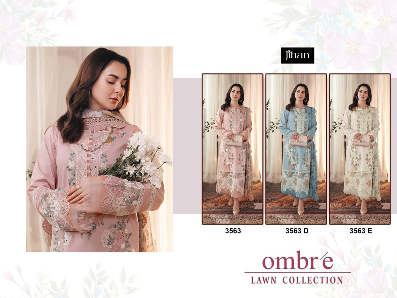 Ombre Lawn Collection 3563 De Jihan Cotton Pakistani Patch Work Suits Manufacturer Gujarat