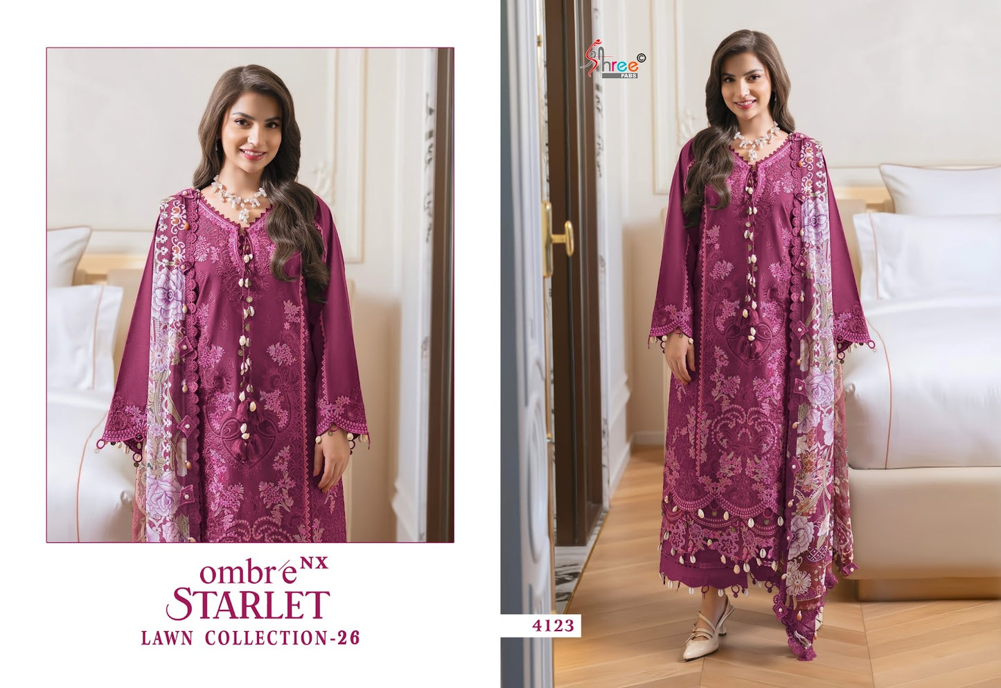 Ombre Starlet Lawn Collection 26 Nx Shree Fabs Cotton Pakistani Salwar Suits Exporter