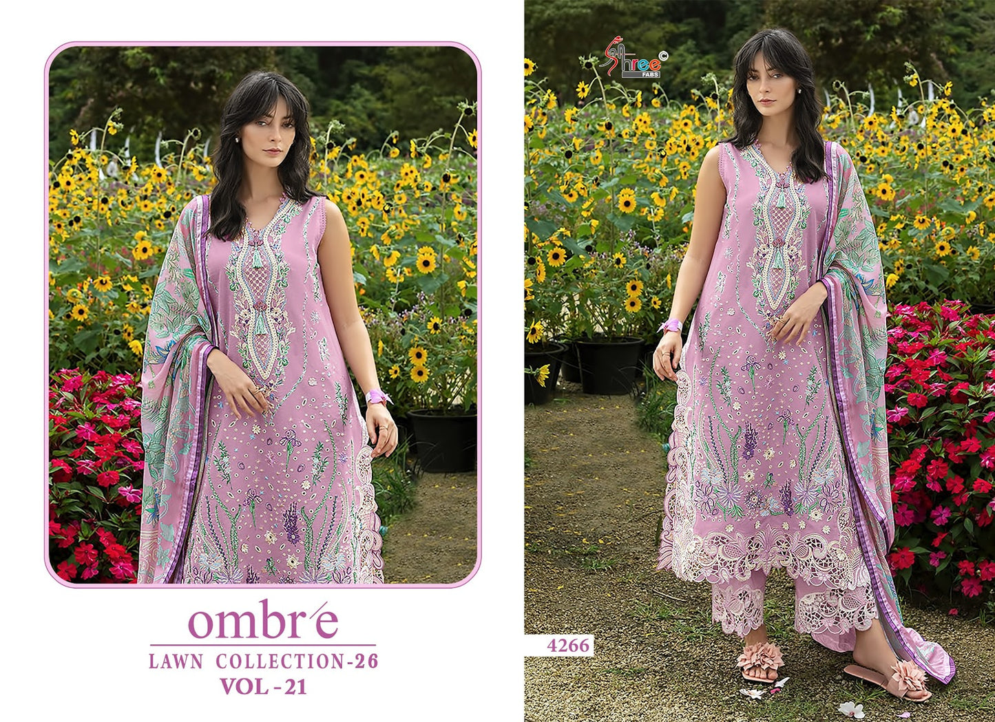 Ombre Vol 21 Lawn Collection 26 Shree Fabs Cotton Pakistani Salwar Suits Wholesale Rate
