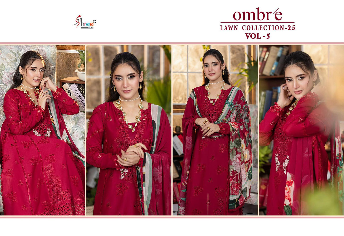 Ombre Vol 5 Lawn Collection 25 Shree Fabs Cotton Pakistani Salwar Suits Manufacturer