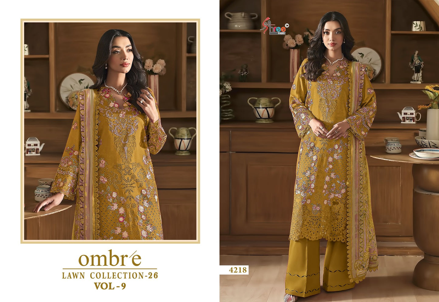 Ombre Vol 9 Lawn Collection 26 Shree Fabs Cotton Pakistani Salwar Suits Wholesale Price