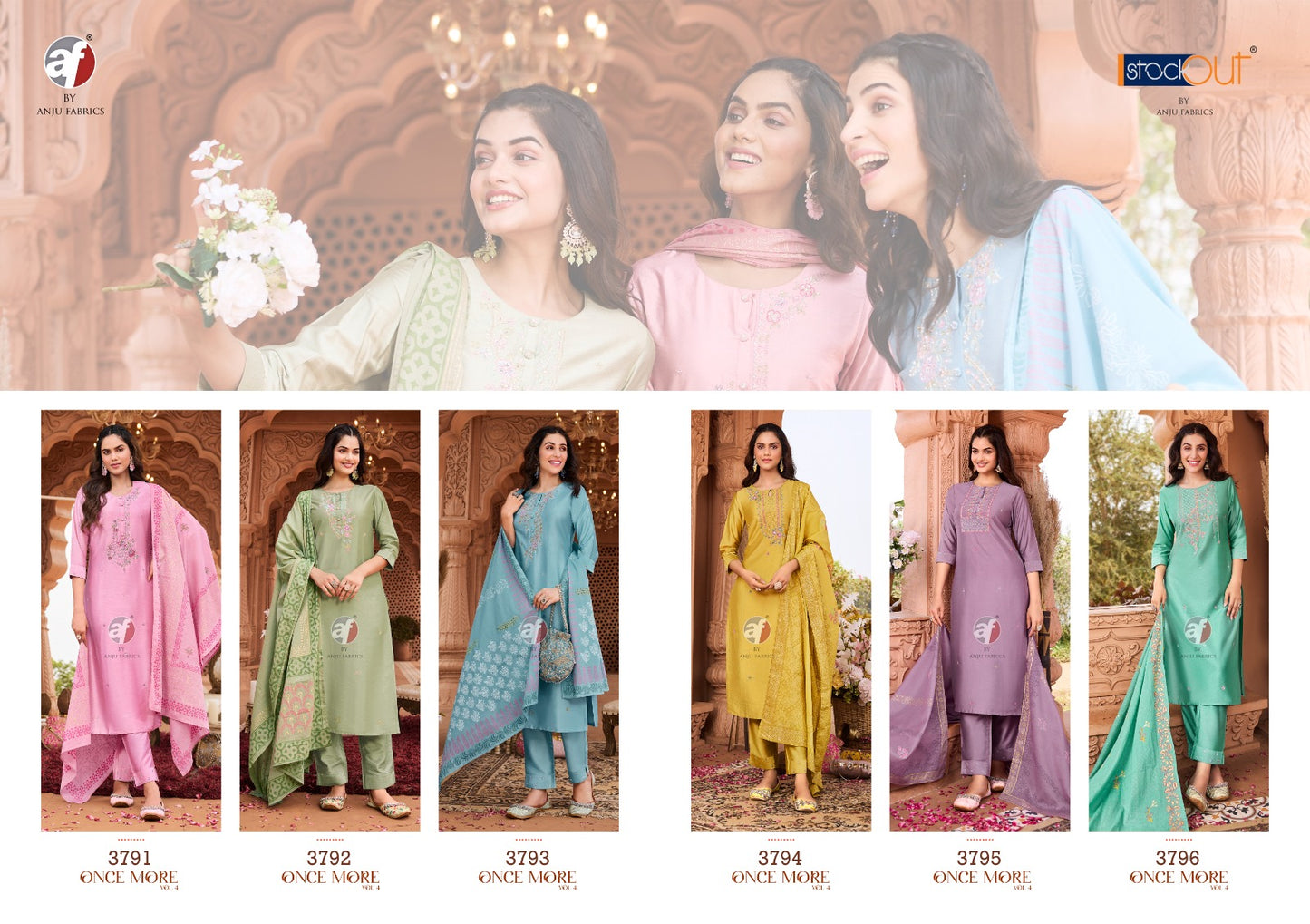Once More Vol 4 Af Viscose Nylon Readymade Pant Style Suits Supplier